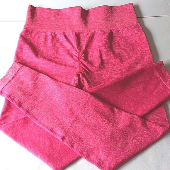 NWT Yoga Work Out Set High-Waisted Leggings Crop Top Pink Size Large - Picture 10 of 16